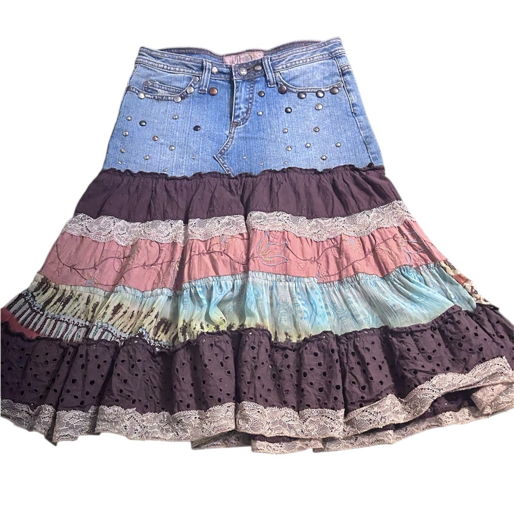 Candie's Denim and Multi-Tiered Skirt